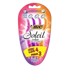 (R$13,53 Mais por Menos) BIC Aparelho De Depilar Soleil Rosa Roxo E Laranja Leve 4 Pague 3 - 930183 - Dupla Fita Lubrificante Com Leite De Coco