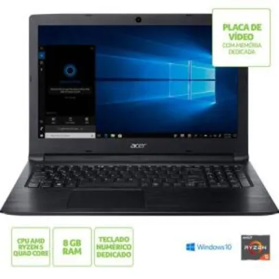 Notebook Acer Aspire A315-41G-R87Z Ryzen 5 8GB (Radeon 535 2GB) 1TB 15,6" | R$2.190