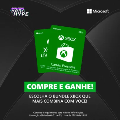 COMPRE Xbox Live Gold - 12 meses E GANHE Cartão-Presente Xbox 40 R$