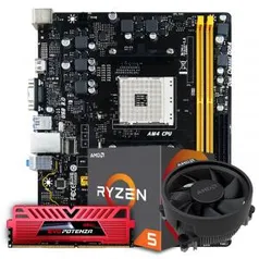 Kit Upgrade B350+Ryzen 5 2600+Memória DDR4 8GB