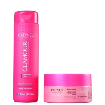 Kit cadiveu professional glamour glossy rubi shampoo + mascara