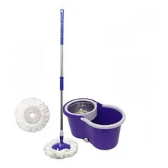 Balde Spin Mop 360° Centrifuga Inox 2 Refil Esfregão Cabo de 1,30mts - R$36