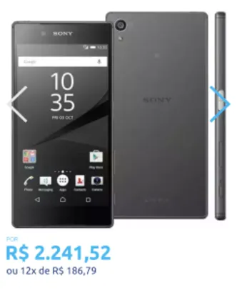 Smartphone Sony Xperia Z5 Preto com 32GB, Tela 5.2-, Camera 23MP, 4G, Android 5.1 e Processador Octa-Core de 64 bits