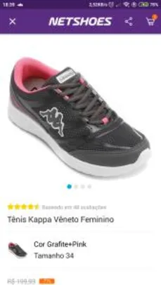 Tênis Kappa Vêneto Feminino - Grafite e Pink - R$37
