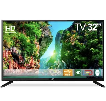 TV LED 32" HQ HQTV32 Resolução HD com Conversor Digital 3 HDMI 2 USB Recepção Digital R$799