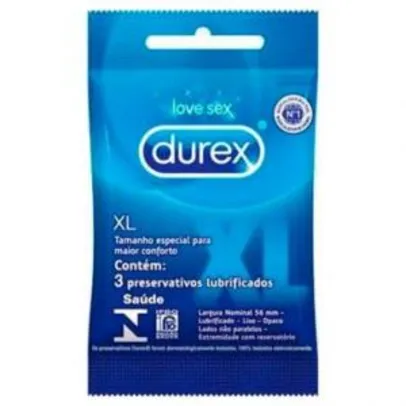 Preservativo Durex XL com 3 unidades por R$ 3