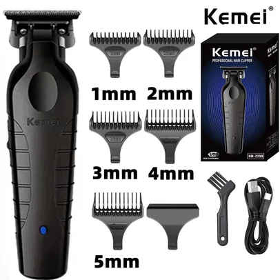 Kemei 2299 Máquina Elétrica para Corte de Cabelo, Barbear, Zero Gapped Carving Clipp