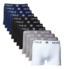 Kit Com 12 Cuecas Masculina Boxer Em Microfibra Polo Wear