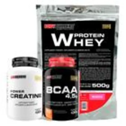 Kit Whey Protein 500g + BCAA 100g+ Power Creatina 100g - Bodybuilders