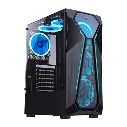 Gabinete Gamer Rise Mode X4 Glass, Barra de LED RGB, Lateral em Vidro Fumê, Preto - RM-X4-04-FB