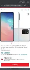 Celular Samsung Galaxy S10 Lite Branco 128GB 6GB RAM | R$ 1.999