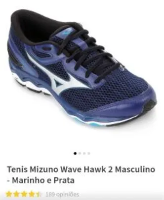 (Compra recente)Tenis Mizuno Wave Hawk 2 Masculino - Marinho e Prata