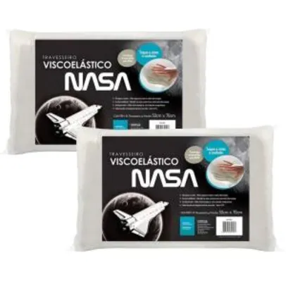 Kit 2 Travesseiros NASA Visco 50x70 Fibrasca - Branco | R$50
