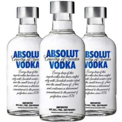 Kit com 3 Vodkas Absolut Original - 200ml - R$ 69,90