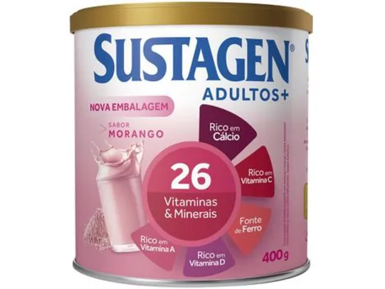 [Leve 5 e Pague 4] Complemento Alimentar Sustagen Adultos+ - 400g 1 Unidade Morango