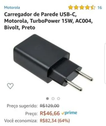 Carregador de parede Motorola (TIPO C) - 15w fast charge