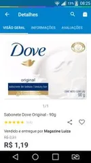 Sabonete dove 90g - R$1,19