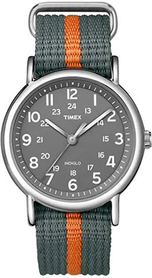 Relógio unissex Timex Weekender 38 mm, Listra Cinza/Laranja