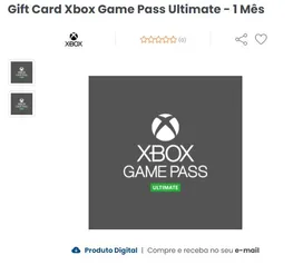 Desconto 25% Gift Card Digital Xbox Game Pass Ultimate - 1 Mês