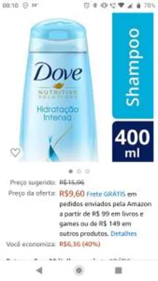 Shampoo Dove Hidratação Intensa com infusão de oxigênio 400 ML, Dove, Branco - R$10