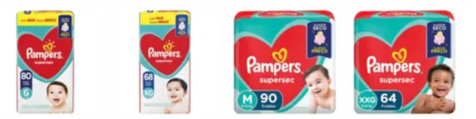 Fralda Pampers Supersec M(90) G(80) XG(68) XXG(64)