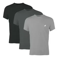 Camiseta Básica Masculina Slim Gola Careca 100% Algodão Kit 3 Unidades atacado - Vira Lata Wear 