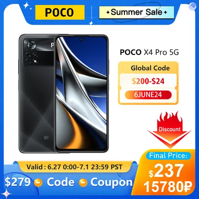 Versão global poco x4 pro 5g nfc smartphone telefone 6gb 128gb