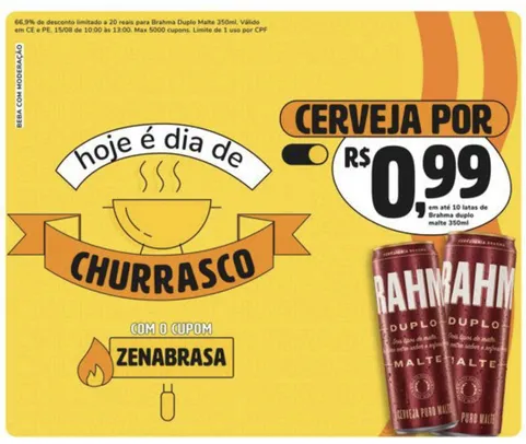 (PE e CE)(APP) Brahma duplo malte por R$0,99 no Zé Delivery