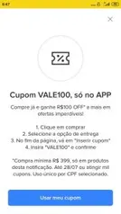 [Usuários selecionados] R$100 OFF a partir de R$400, no Mercado Livre