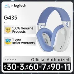 Headset Logitech G435 LIGHTSPEED Sem Fio Gaming Headset 7.1 Surround Sound Gamer Blu