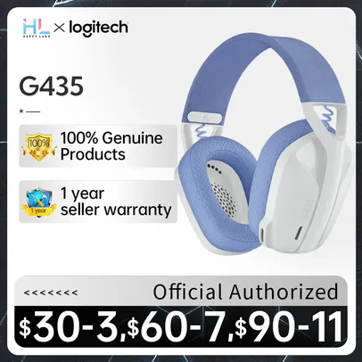 Headset Logitech G435 LIGHTSPEED Sem Fio Gaming Headset 7.1 Surround Sound Gamer Blu