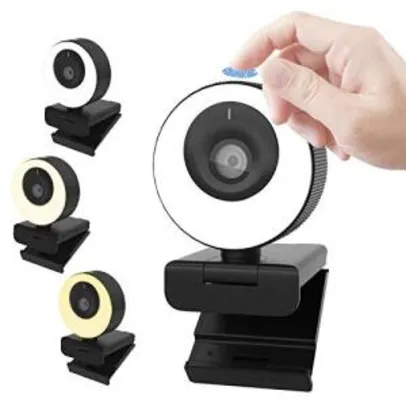 Webcam WB PRO Com Luz Ring Light 60 FPS Full HD 1080p 3 Temperaturas | R$320