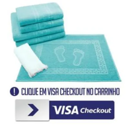 [Visa Checkout] Jogo de Banho 6 peças Toalhas 100% Algodão 250 g/m² - R$ 1,99
