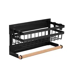 Para geladeira com gancho porta-toalha de papel Rustproof potes de especiarias Rack Multiuso prateleira lateral de geladeira