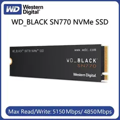 SSD Western Digital WD Black SN770 1tb, PCIe Gen4x4, Leitura: 5150MB/s e Gravação: 4900MB/s