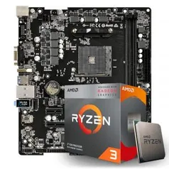 Kit Upgrade Placa Mãe ASRock + Processador AMD Ryzen 3 3200G 3.6GHz | R$959