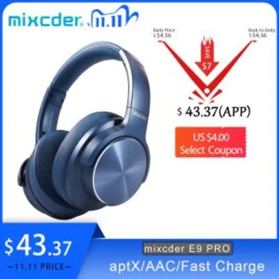 Fone de Ouvido sem fio Mixcder E9 Pro com aptX, cancelamento ativo de ruído | R$254