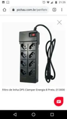 Filtro de linha DPS Clamper Energia 8 Preto - R$85