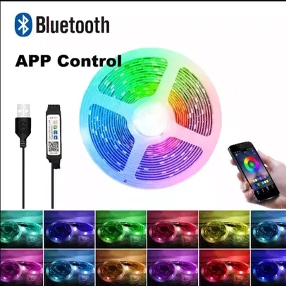 [Contas Novas R$ 4,99]Fita LED Bluetooh Rgb 5050 controle via app 5 metros