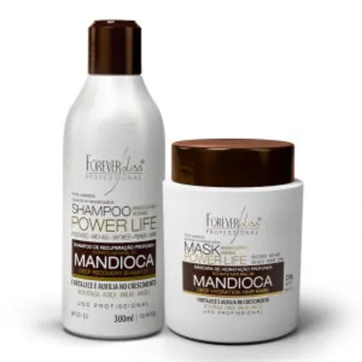 Kit Shampoo e Máscara de Mandioca Power Life - Forever Liss | R$28