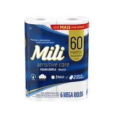 Mili Papel Higiênico Sensitive Care 60m Folha Dupla - 6 rolos