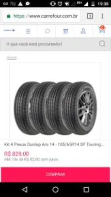 Kit 4 Pneus Dunlop Aro 14 - 185/65R14 SP Touring T1 - R$829