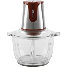 [AME SC R$25] Processador de Alimentos Fun Kitchen com Bowl de Vidro 2L Vermelho - 300W