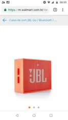 Caixa de som JBL Go / Bluetooth / Micro USB / Conexao Auxiliar / Laranja - Bateria por R$ 88