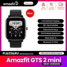 [Taxa Inclusa/Moedas] Smartwatch Amazfit GTS 2 Mini Com GPS integrado e Alexa [Nova Versão]