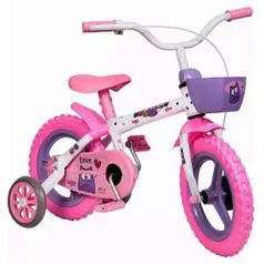 Bicicleta Aro 12 Styll Bubu e as Corujinhas - Branco / Rosa - R$99