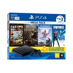 Console Playstation 4 Slim 1TB Bundle 6 + Horizon Zero Dawn Complete + Days Gone + Grand Theft Auto V + Voucher Fortnite