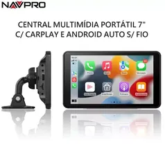 (Taxa inclusa/G Pay) Central Multimidia Portatil 7 polegadas com suporte a Carplay / Android Auto