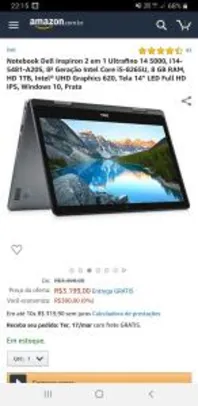 Notebook Dell Inspiron 2 ® UHD Graphics 620, Tela 14" - R$3.199