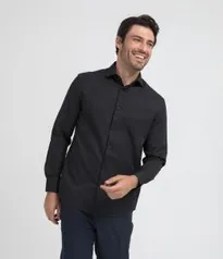 CAMISA MANGA LONGA COMFORT FIT MAQUINETADA PRETO | R$30